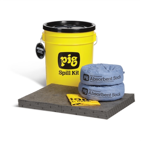 Pig Pig Universal Spill Kit Bucket- Absorbs 4.4 Gal 45301